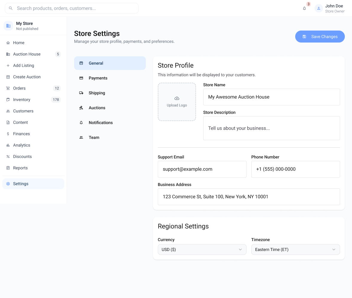 Store Settings